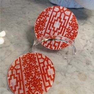 Red and White Patterned Coasters